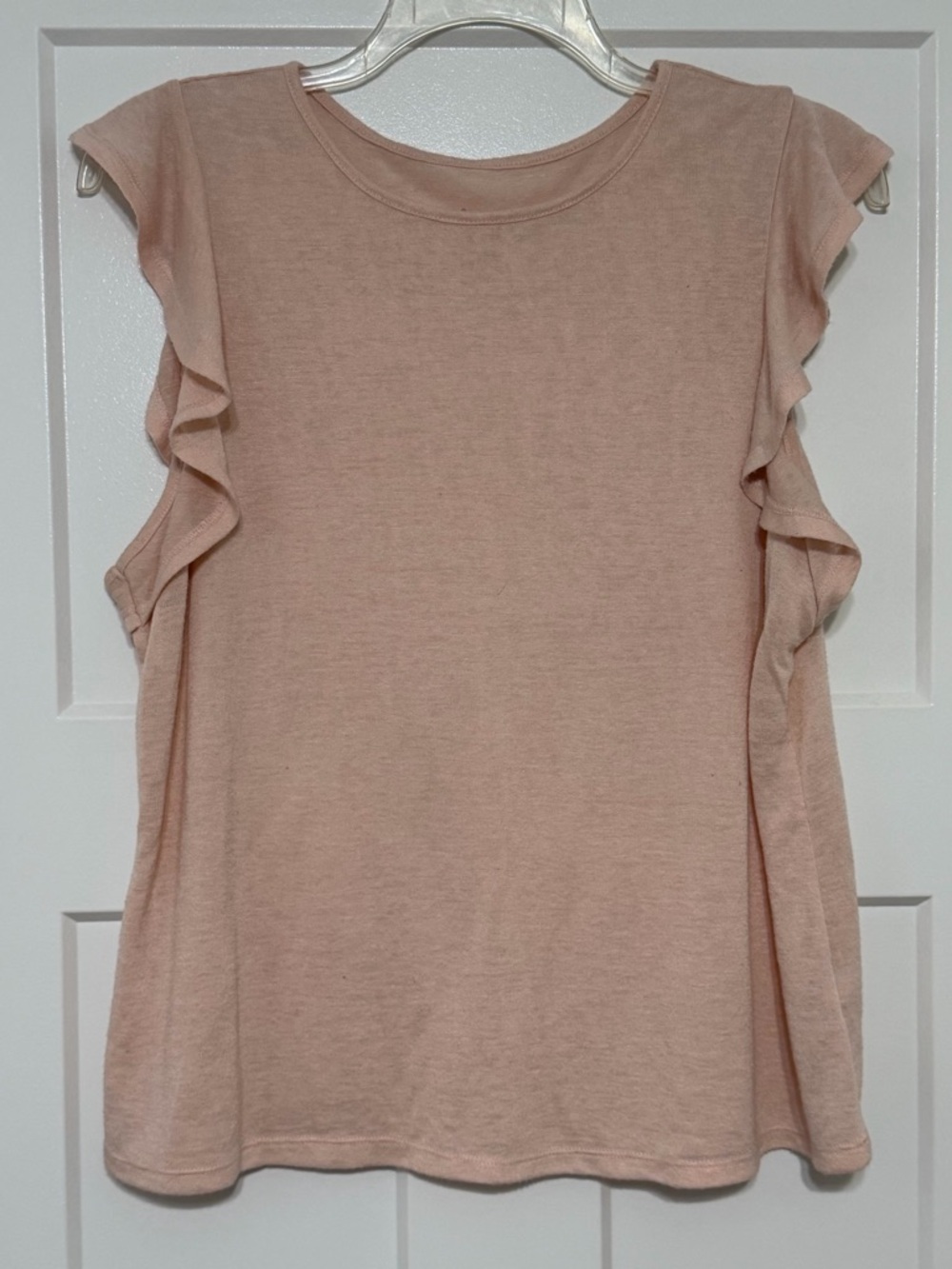 987: a new day Light Blush Pink Ruffle Sleeve Tank - XXL